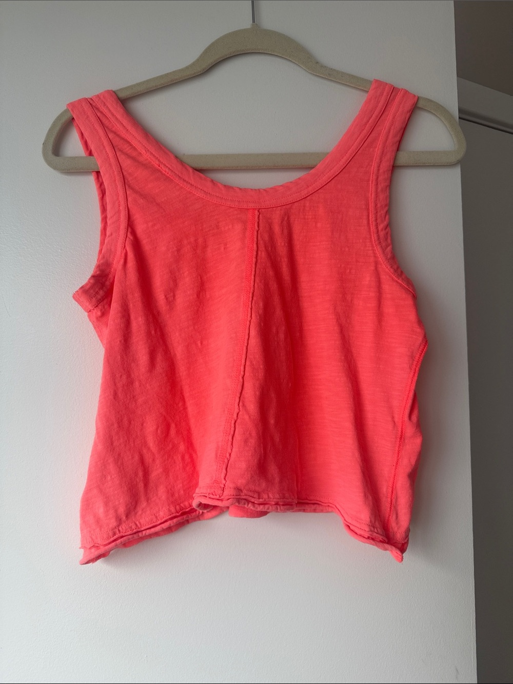 Pilcro Coral Tank Top - Bright Coral Pink Crop - Picture 3 of 3